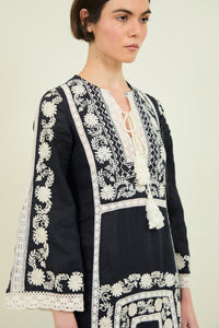 BLACK EMBROIDERED TUNIC GFPP06